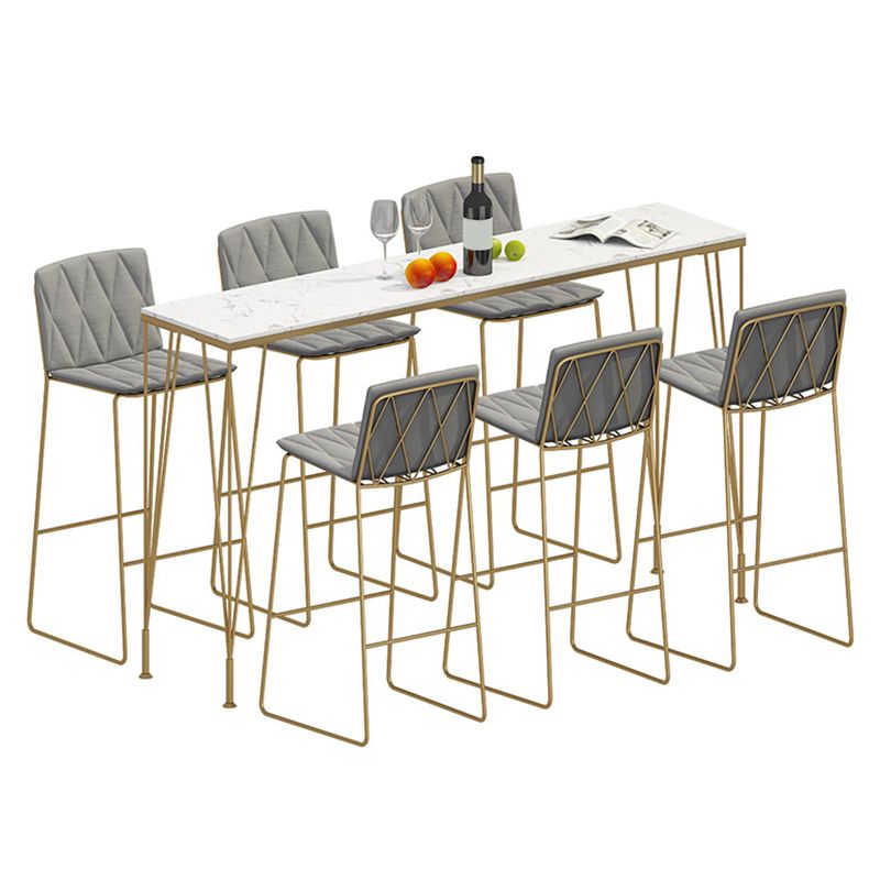 Glam Style Rectangle Bistro Set 1/7 Pieces Faux Marble Counter Set