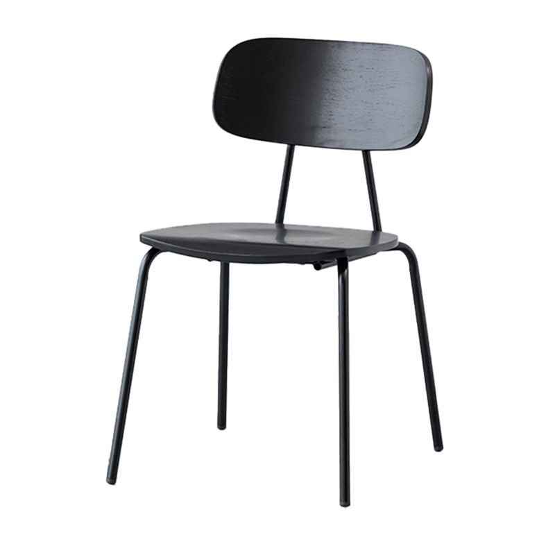 Modern Style Dining Chair Wooden Open Back Side Chair with Metal Base