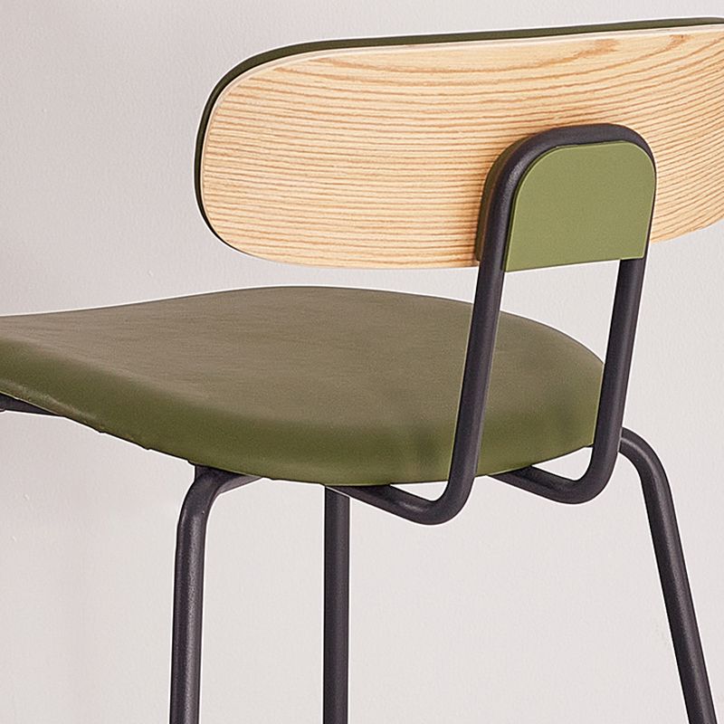 Modern Backrest Armless Counter Stool Leather Upholstered Bar Stool with Metal Base
