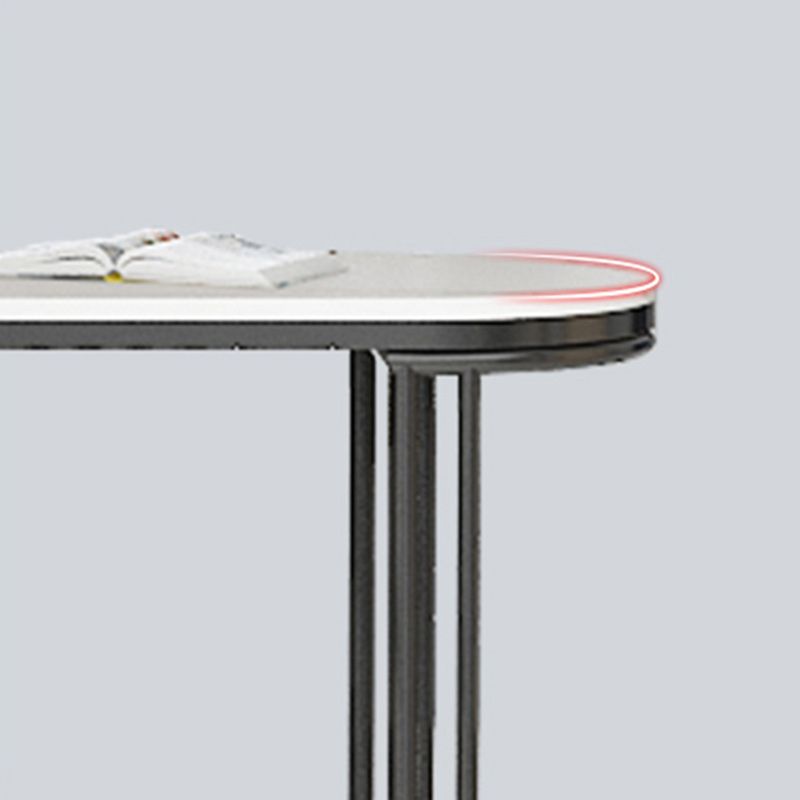Stone Bar Dining Table Glam Rectangle Bar Table with Double Pedestal for Porch Kitchen