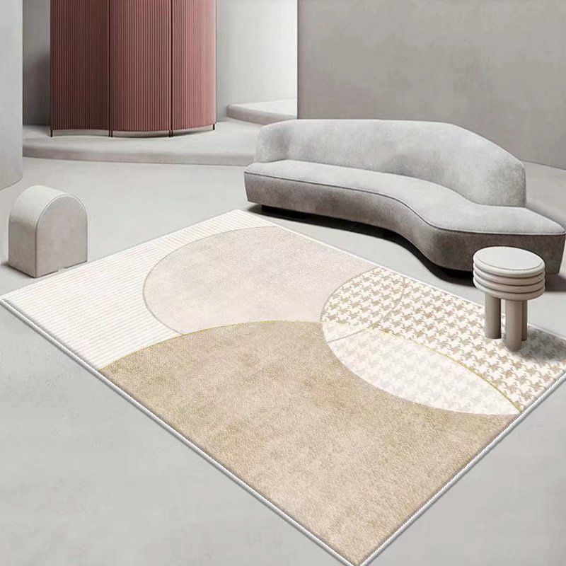 Light Blue Modern Rug Polyester Line Rug Washable Rug for Home Decor