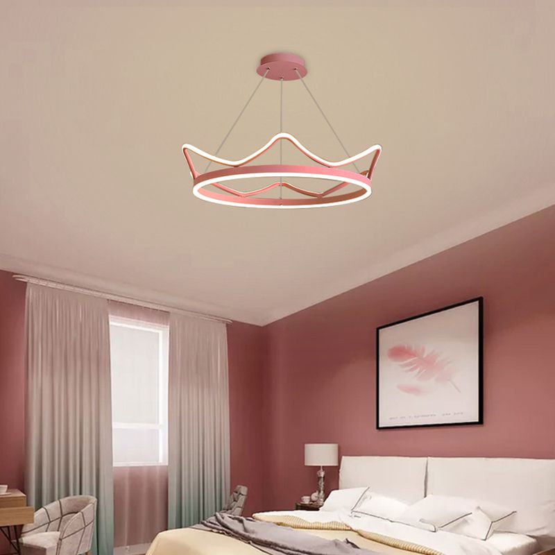 Ultra-modern Crown Pendant Lighting Fixtures Acrylic Hanging Lamp with Hanging Cord for Bedroom