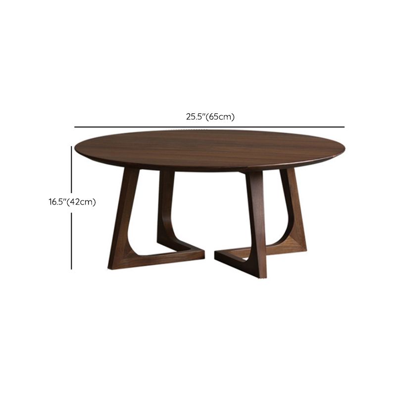 Solid Wood Round Coffee Table in Brown Scandinavian 2 Pieces Cocktail Table Set
