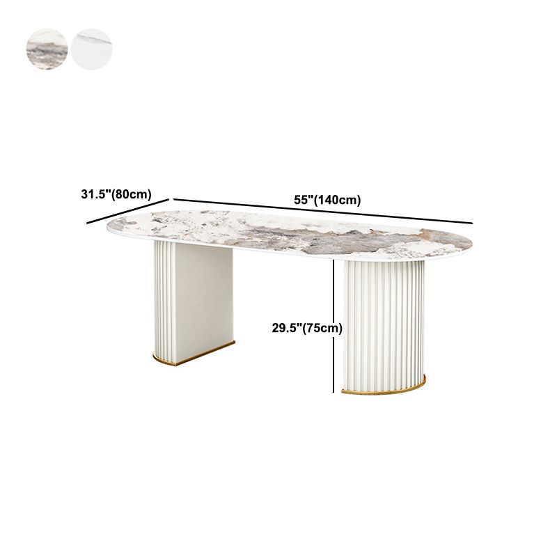 Oval Sintered Stone Dining Table Traditional Luxury Dining Table for Home Use
