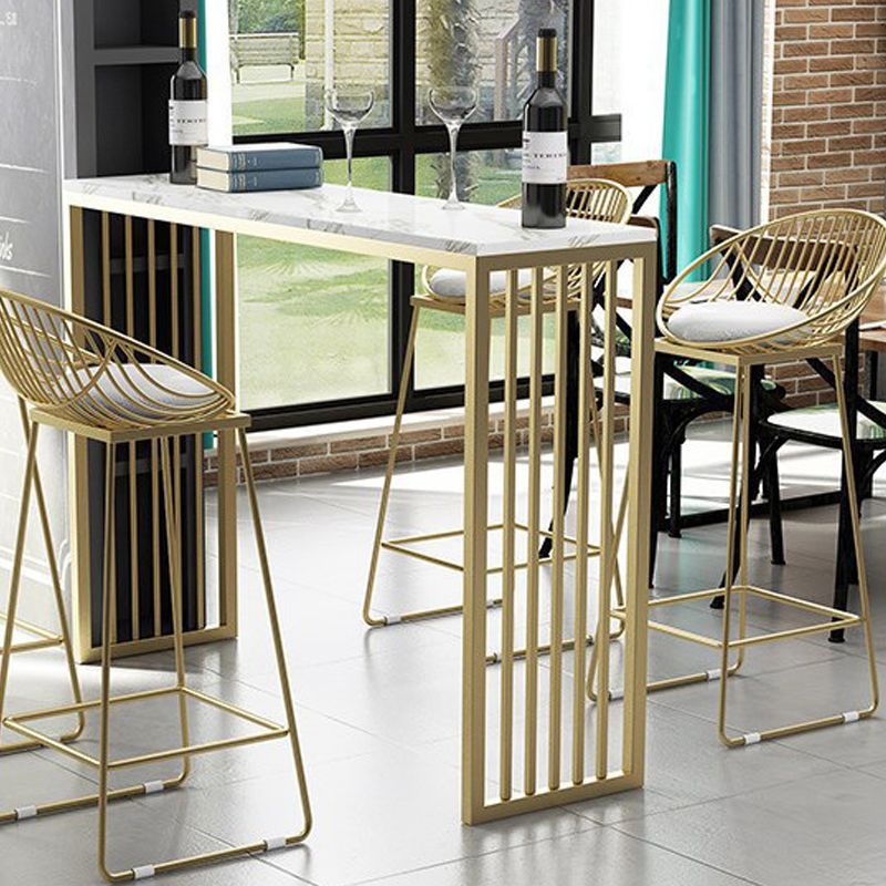 Industrial Bar Table Rectangle Sled Base Bar Height Pub Table for Home