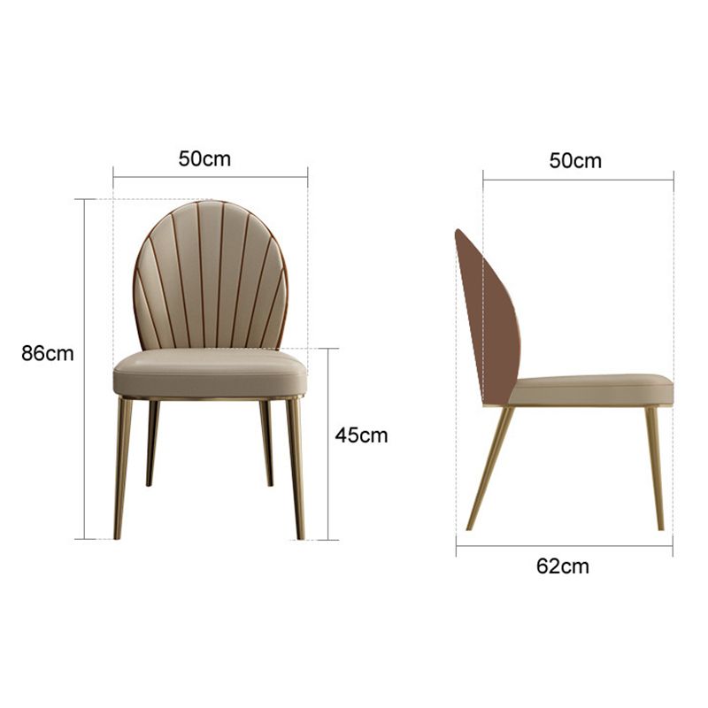 Armless Low Back Side Chair Metal Legs Faux Leather Dining Chairs