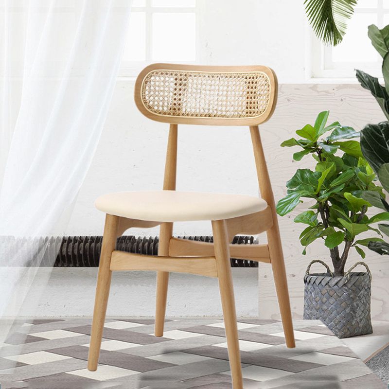 Contemporary Open Back Dining Chair Indoor-Outdoor Solid Wood Side Chair