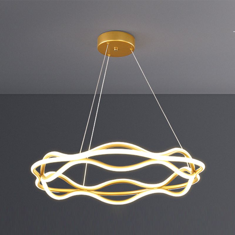 Lámpara de lámpara de lámpara LED moderna Lámpara de lámpara lineal de sala de estar en oro