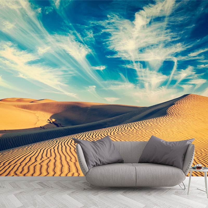 Yellow Contemporary Mural Full-Size View of Desert and Sky Wall Decor for Bedroom