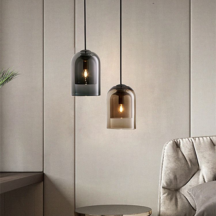 Bell Hanging Light Fixture Minimalist Style Glass Pendant Light Kit for Dinning Room