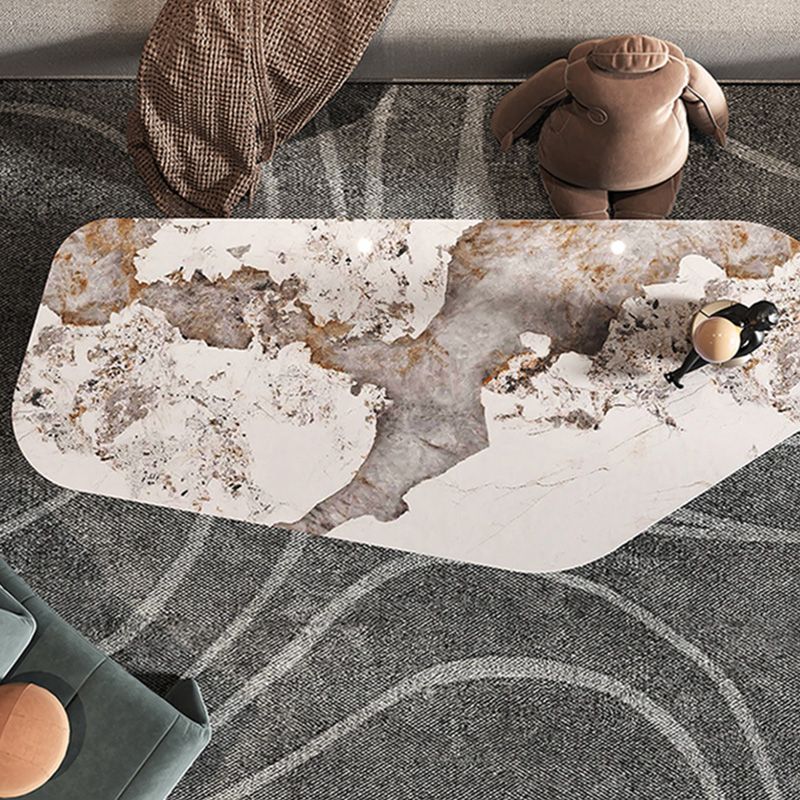 15"H Contemporary Coffee Table Single Stone Coffee Cocktail Table