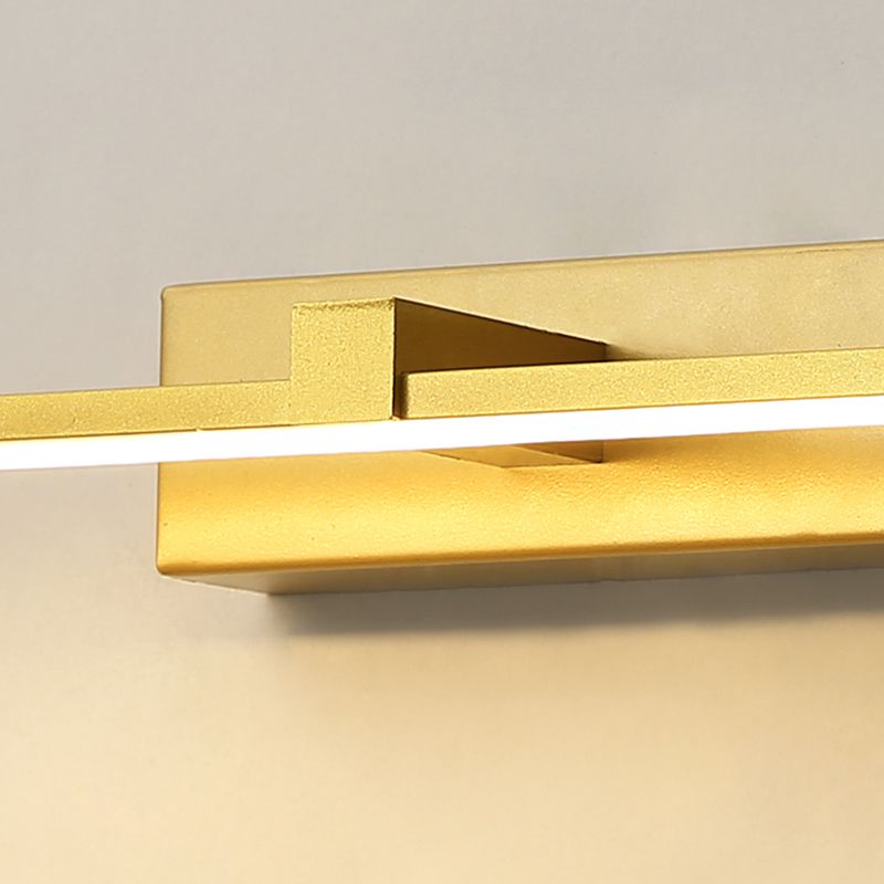 Strip Minimalist Mirror Light Nordic Style LED Wall Sconce in Gold for Bathroom