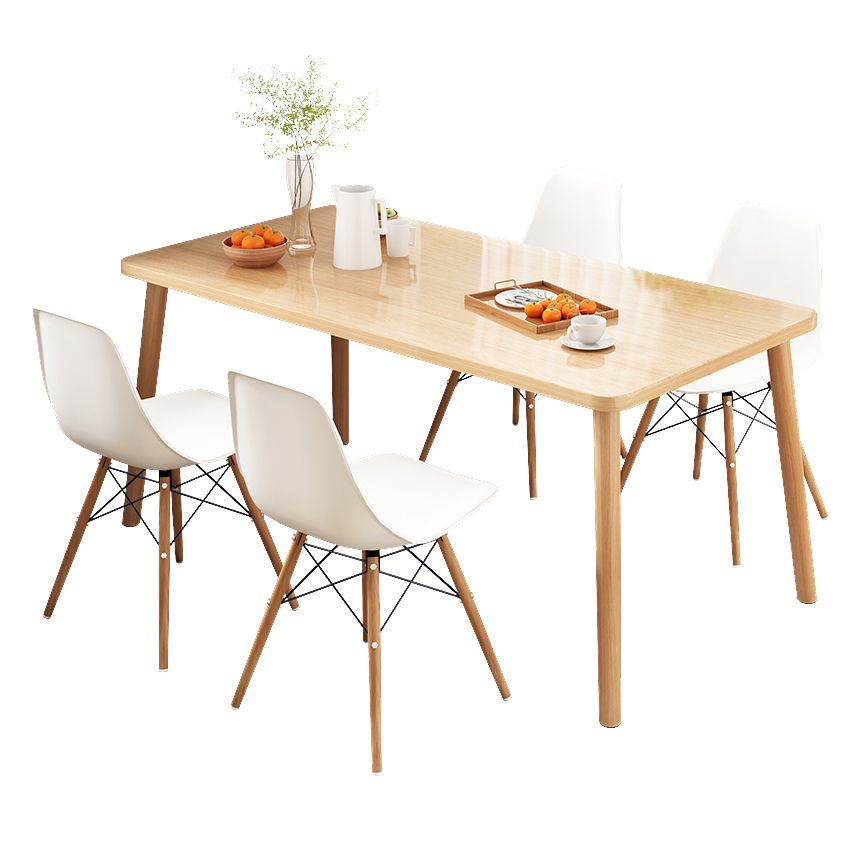 Standard Height Wooden Top Dining Set with 4 Light Brown Wood Legs for Dining Furniture