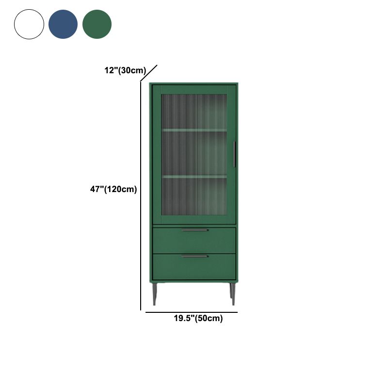 Modern Wooden Accent Cabinet with Glass 1-Door and 2 Drawers