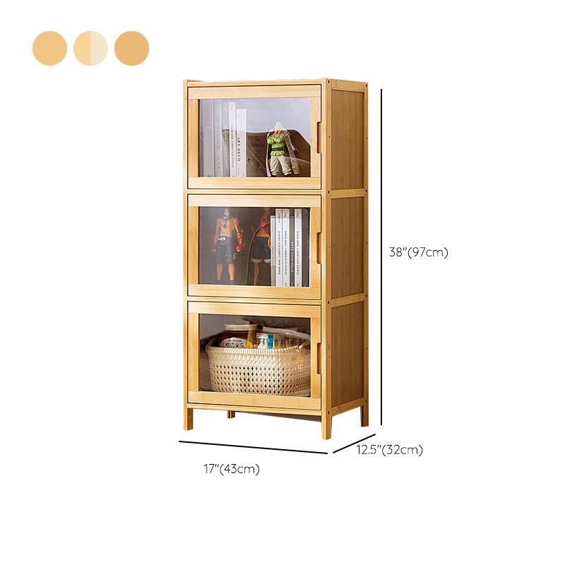 Contemporary Rectangle Storage Cabinet Natural Finish Accent Cabinet with Doors