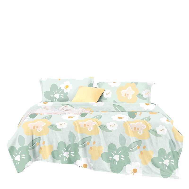 Elegant Bed Sheet Floral Patterned Wrinkle-Free Fade Resistant Flannel Bed Sheet
