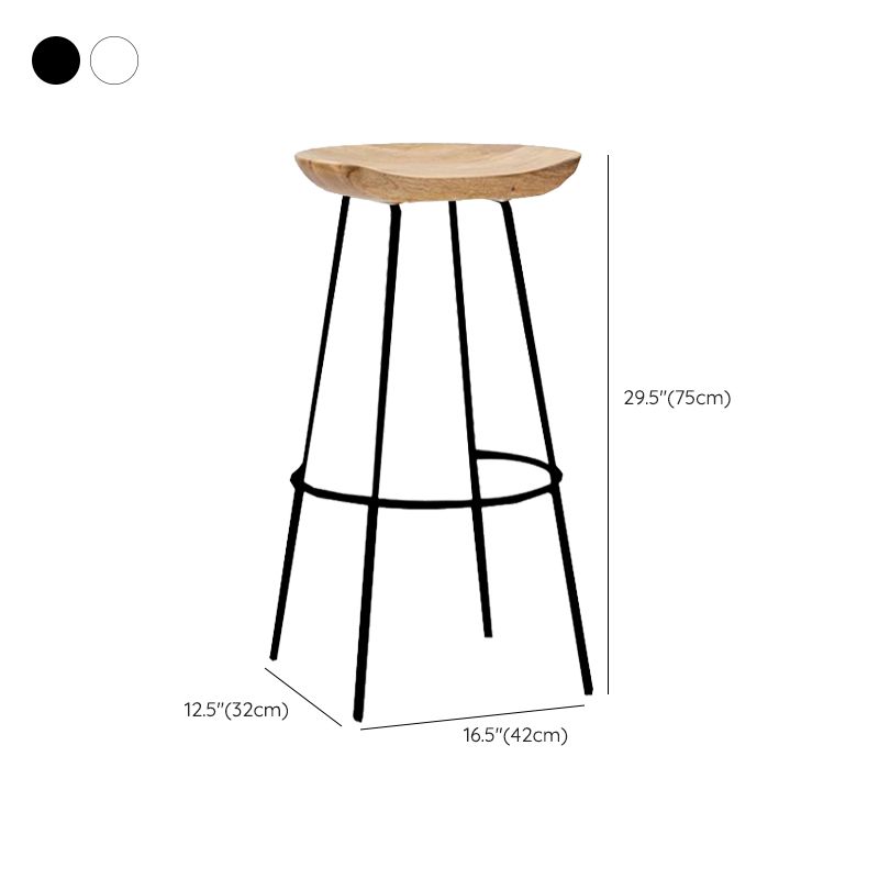 Contemporary Solid Wood Counter Stool Saddle Seat Living Room Bar Stool