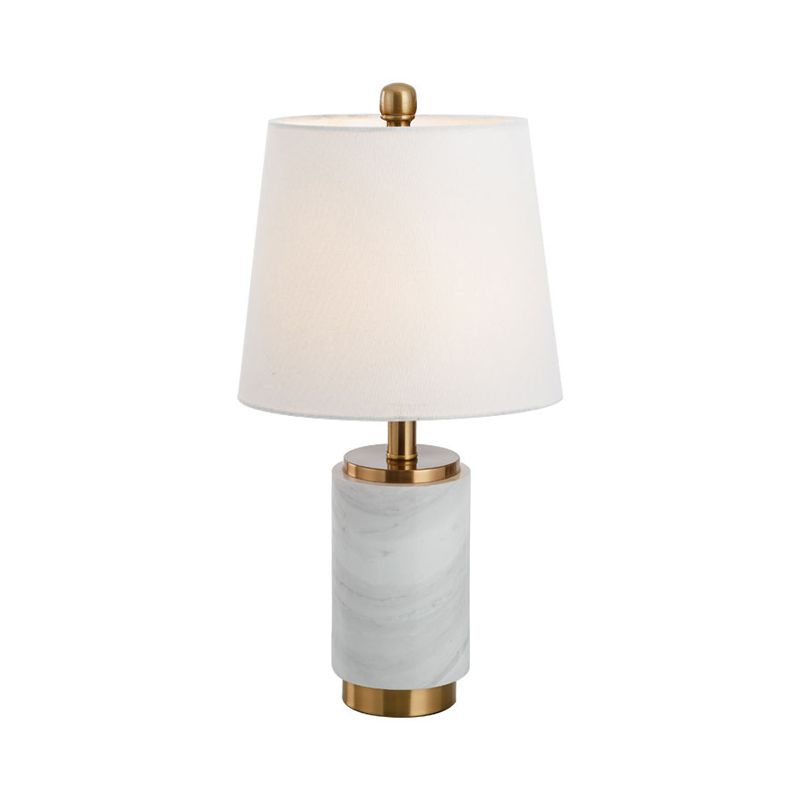 Luz de mesa cónica de tela Contemporánea 1 Bulbo Lámpara de escritorio pequeño blanco para sala de estar
