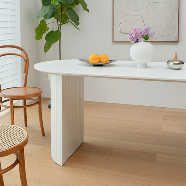 Massief hout eigentijdse ovale eettafel witte houten boventafel voor eetkamer