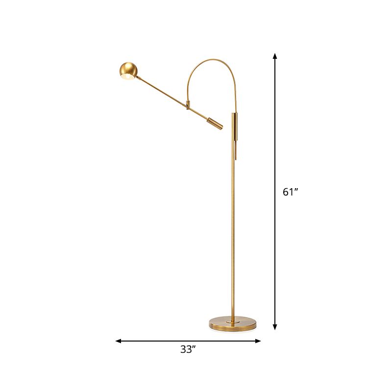 Arch/ángulo recto Iluminación de piso giratorio Metal posmoderno Lámpara de pie de oro de 1 luces con sombra de domo