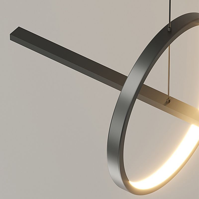 LED Island Lamp Strip Shape Island Hanging Lamp with Silica Gel Shade for Dining Room