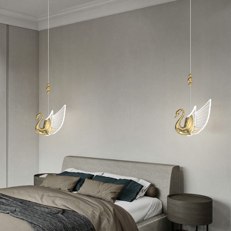 Swan Shape 1 Head plafond Pendant lampe Postmodern Metal Metal Plafond Light for Dinning Room Bedroom