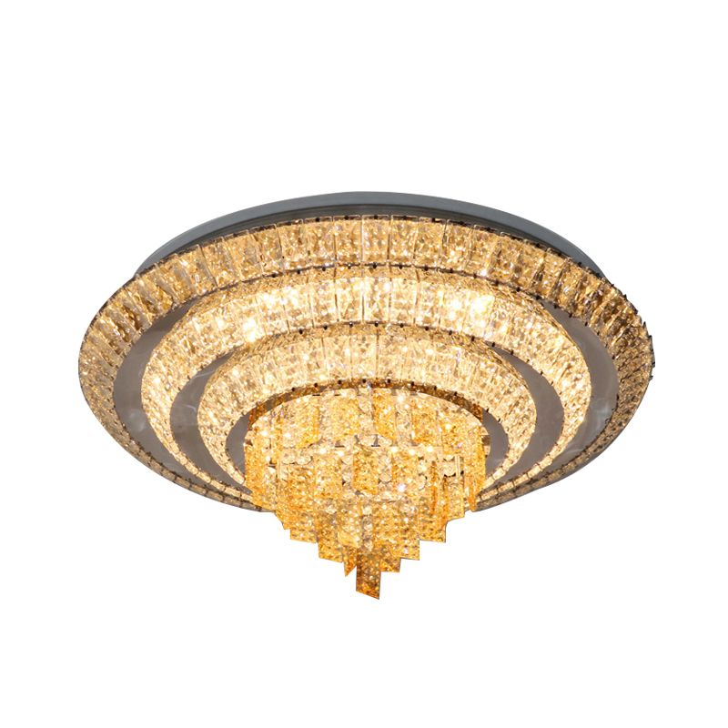 Crystal-Encrusted LED Flushmount Contemporary Chrome Multi-Circle Living Room Ceiling Mount Light, 23.5"/31.5" Wide