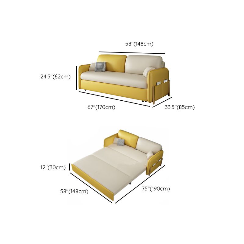 Pillow Back Futon Sleeper Sofa Faux Leather Sleeper Sofa with Storage