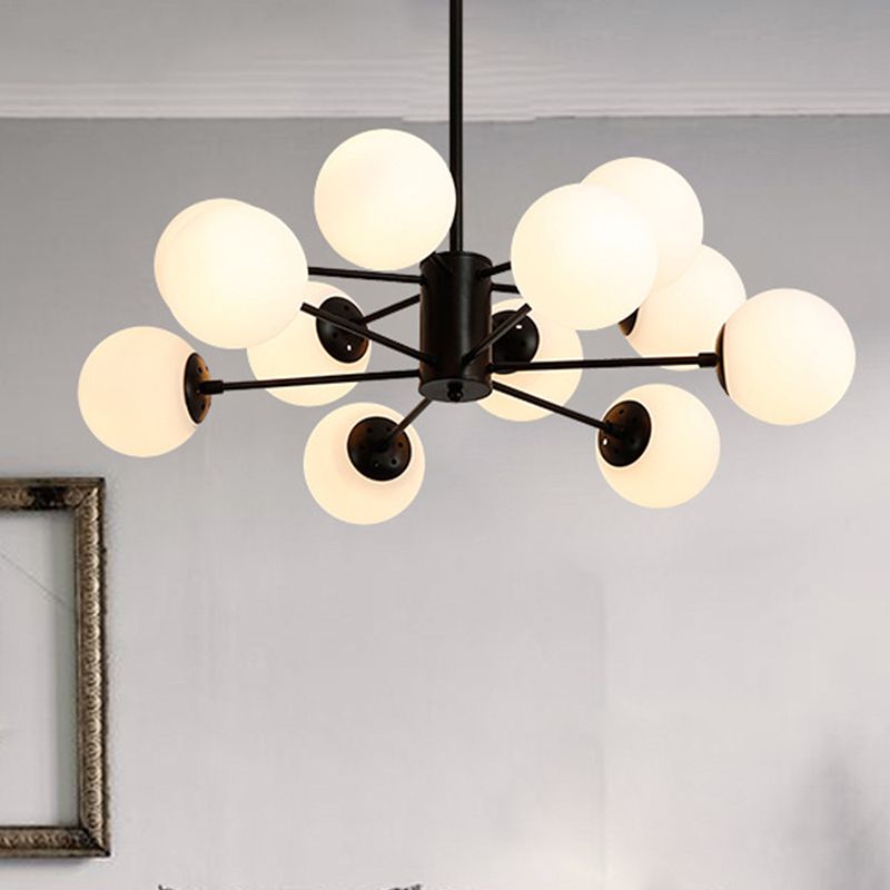 Amber/Blue/Clear Glass Spherical Chandelier Light Post Modern 6/8/10 Lights Black Pendant Lamp for Bedroom