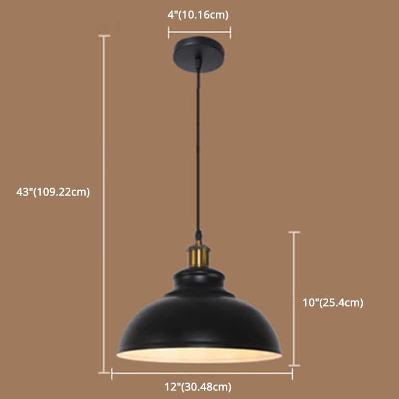 Accesorios de iluminación colgante de domo de metal almacén de cocina industrial simple luz colgante con alambre colgante ajustable de 43 "