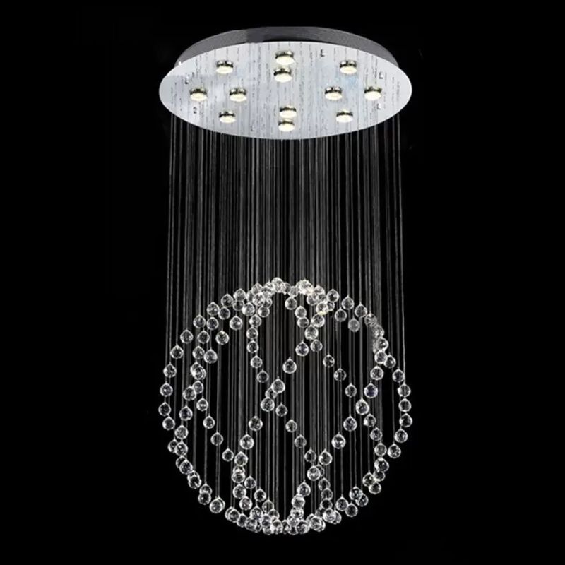 Twisted Crystal Orb Flush Light Modern 12-Head Stainless Steel Ceiling Mounted Lamp