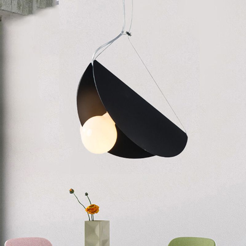 Black/Grey/Black Curved Hanging Lighting Contemporary 1 Light Metal Suspension Pendant for Bedroom