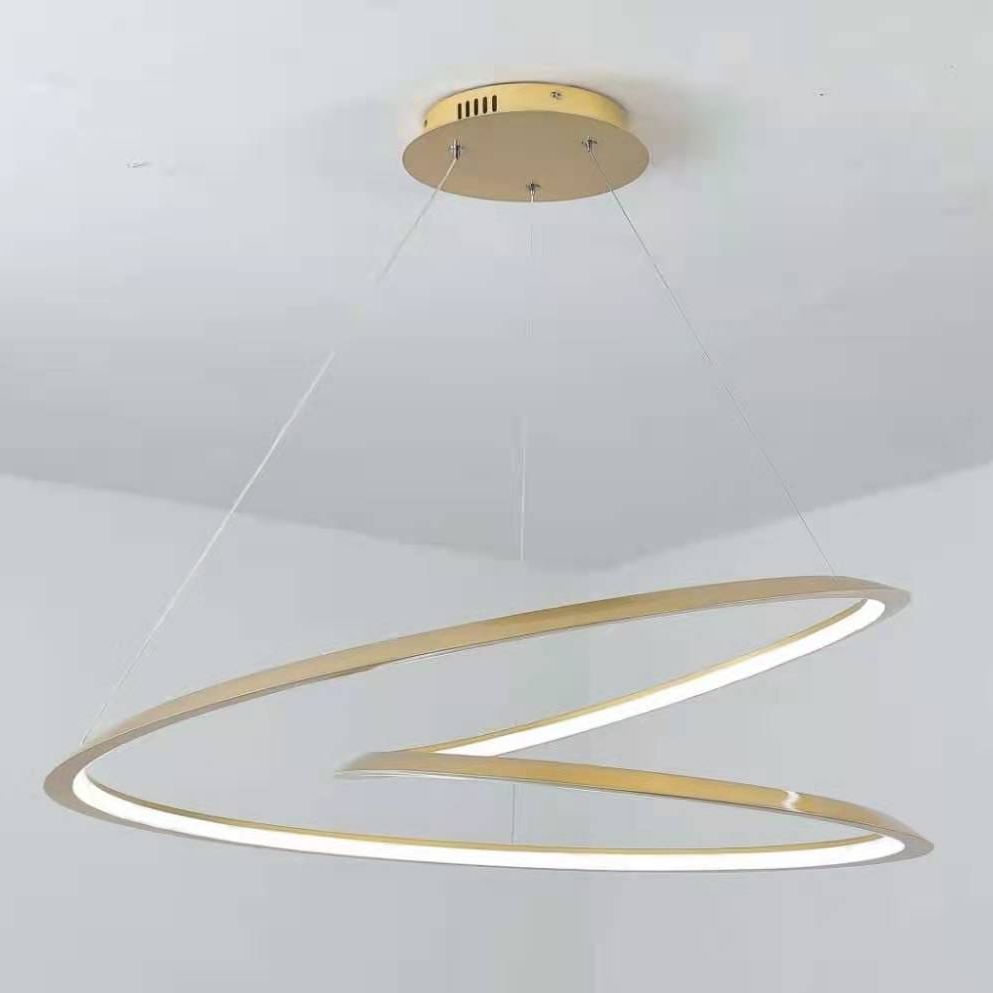 Contemporary Seamless Curves Chandelier Pendant Light Metallic Suspension Pendant Light for Living Room
