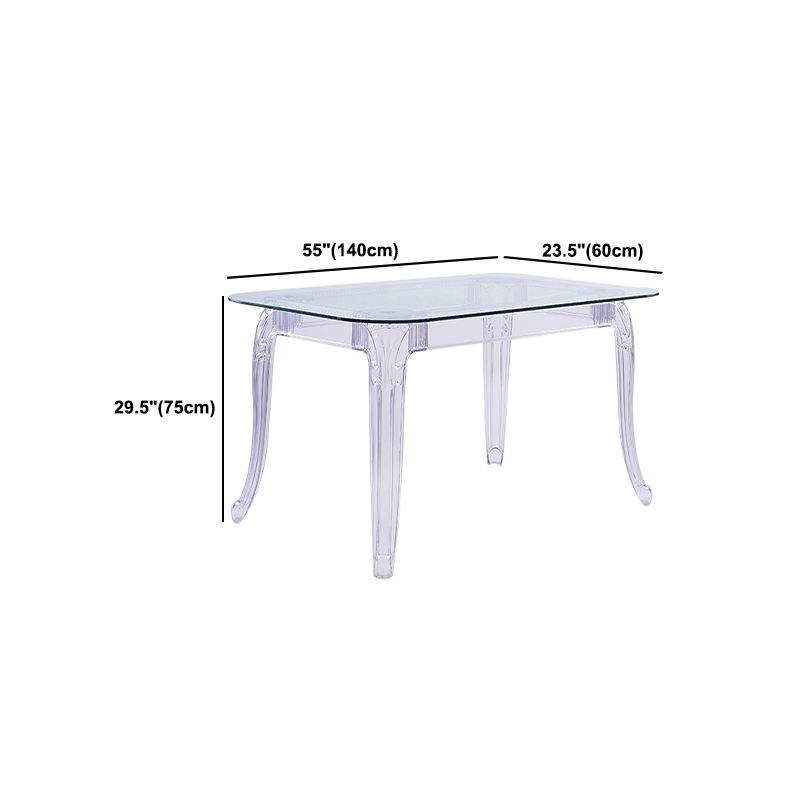 Modern Glass Dining Table Clear Dining Table with Plastic Base