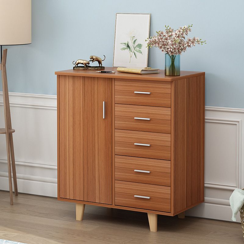 Rectangle Wood Accent Cabinet with 5 Drawers and Straight Legs Side Cabinet
