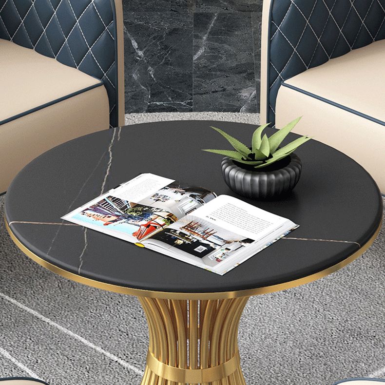 1/5 Pcs Metal Glam Style Dining Room Set with Round Table and Pedestal Base Dining Set