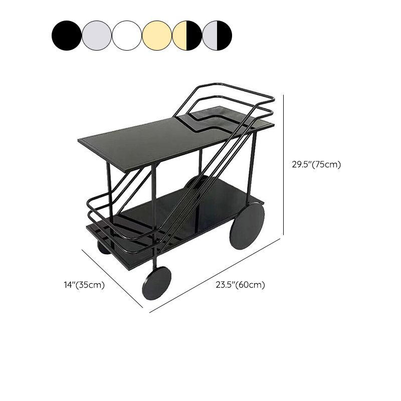 Modern Rectangular Glass Prep Table Home Dining Prep Table with Wheels