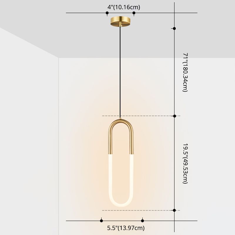 Geometric Suspension Pendant Light Minimalist Metal LED Bedroom Pendant Light Kit in Gold