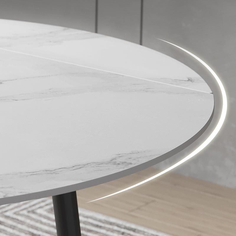 Stone Contemporary Round Dinner Table Matte Finish 4 Legs Table for Home