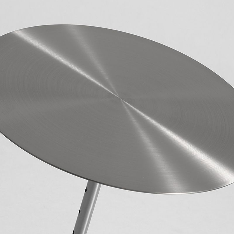Pedestal  Antique Finish End Table, Glossy Contemporary Side Table