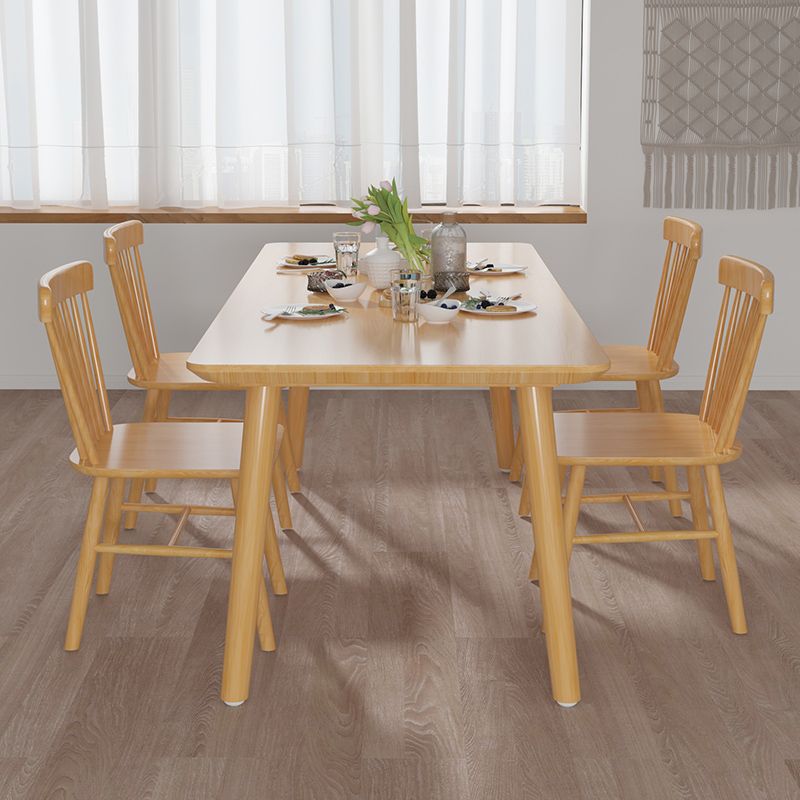 Solid Wood Dining Set 1/4/5 Pcs Rectangle Dining Table with Slat Back Chairs