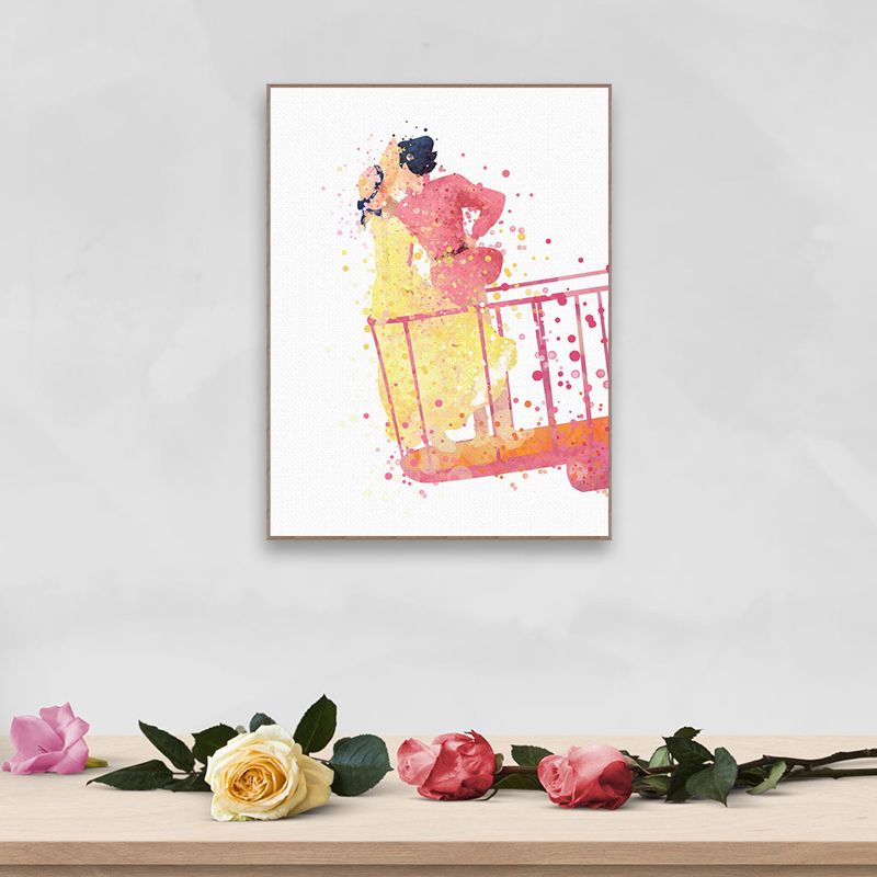Decorazione da parete per bambini rosa, amante, pittura ad acquerello, stampa su tela per camera da letto