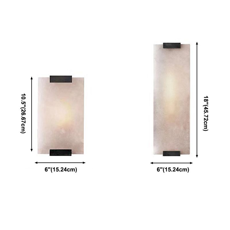 Lampada da lampada con applique rettangolare lampada a parete moderna a 1 luci con tonalità di pietra bianca