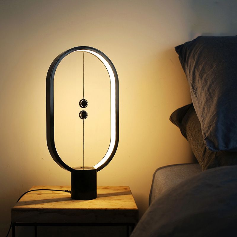 Modern Style Geometry Shape Table Light Metal 1 Light Nightstand Lamps for Bedside