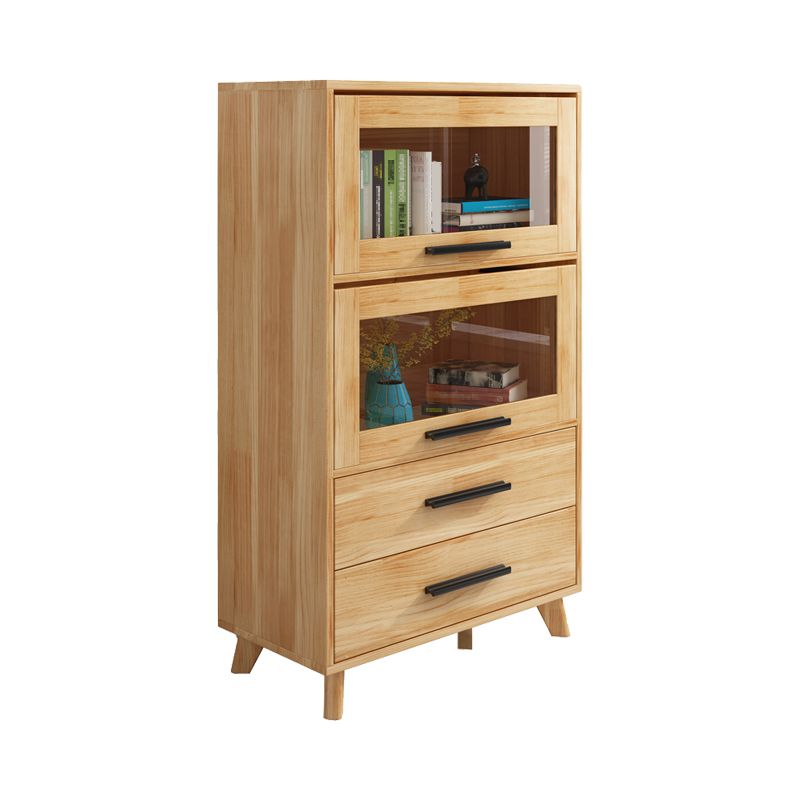 Modern Style Closed Back Bookshelf Standard Wooden Bookcase in Brown