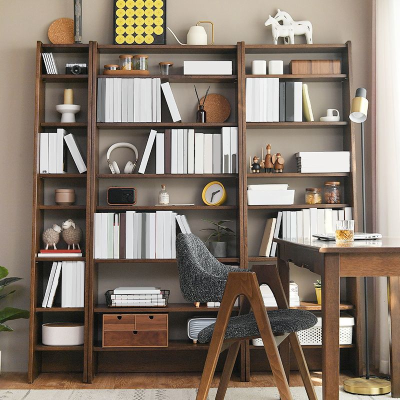 Modern Open Back Bookshelf Wooden Bookcase with Shelves for Study Room