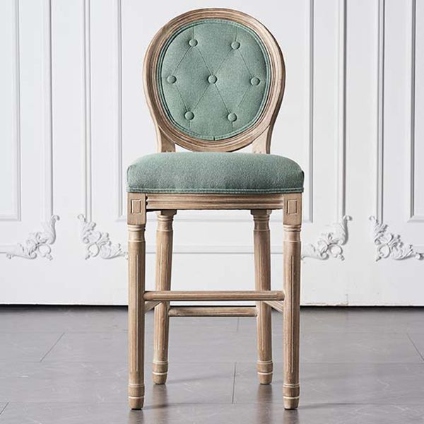 Full Back Upholstered Armless Bar Stool with Solid Wood Base