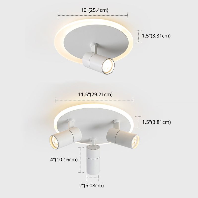 Modern 3-Light LED Flush Mount Lighting Track Light White Spotlight Round Light for Bedroom or Balcony