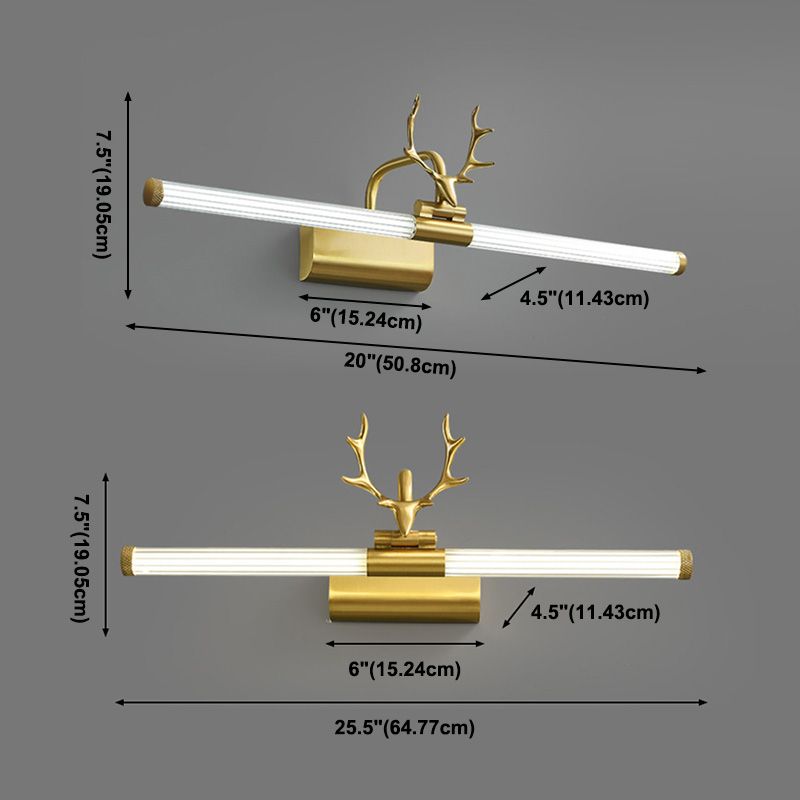 Golden Postmodern Antlers Wall Sconce One-Blub Metal Wall Mounted Lamps for Bathroom
