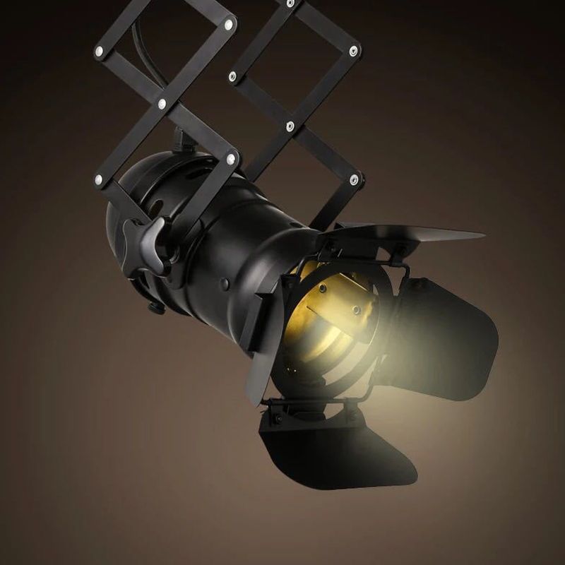 Black Torch Hanging Ceiling Light Art Deco 1-Head Metallic Pendant Light with Extendable Arm